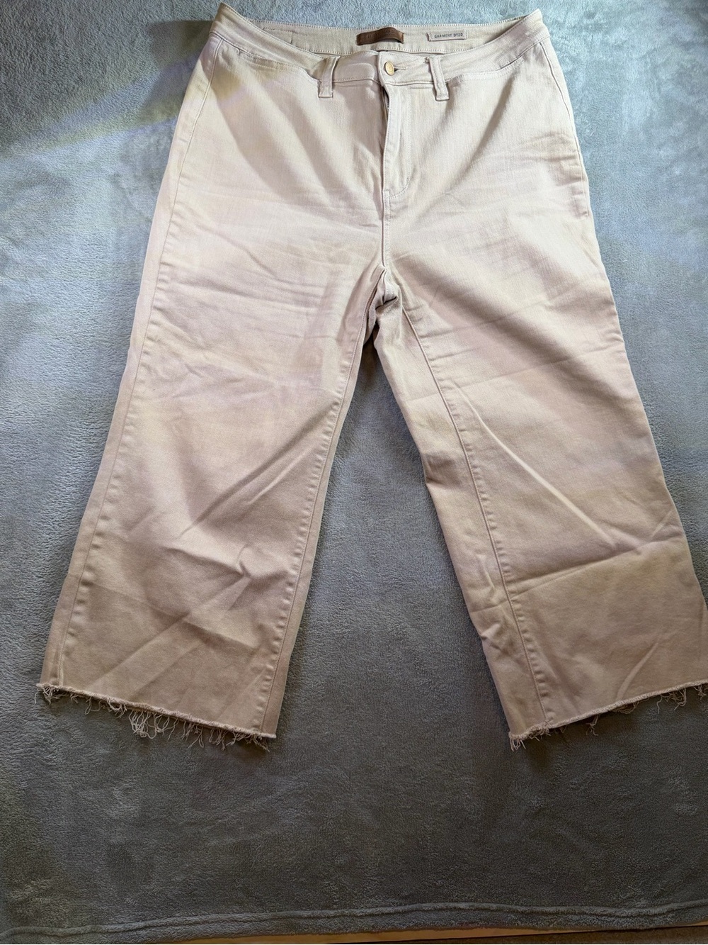 Judy Blue Neutral Wide-Leg Jeans with Raw Hem